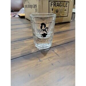 Hugh Hefner Playboy Bunny Heavy Glass 3" Tall Shot Glass
